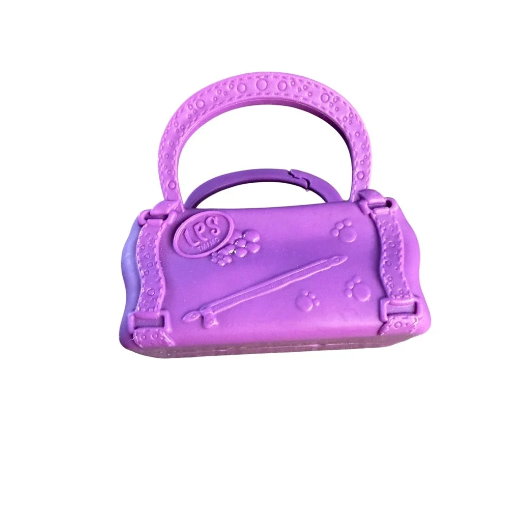 Littlest Pet Shop Purple Keychain Carrier Bag Charm Toy Accessory Paw Prints - Picture 2 of 9
